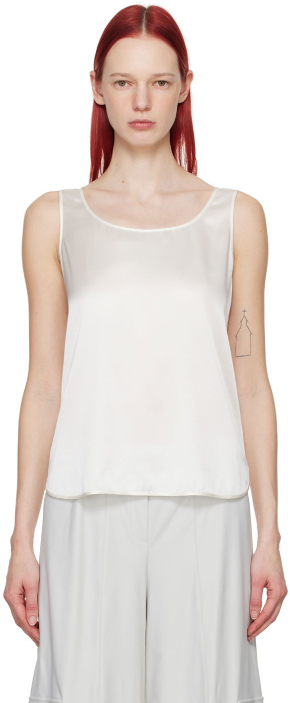 Потник Max Mara Max Mara Leisure Pan Silk Tank Top Бяло | 2416161038600, 0