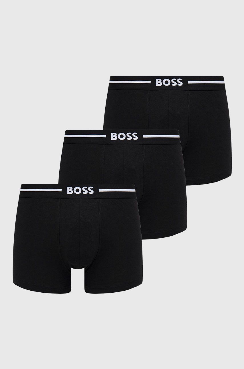 Боксерки BOSS Logo Stripe Strech-Cotton Trunks 3-Pack Черно | 50473916, 0