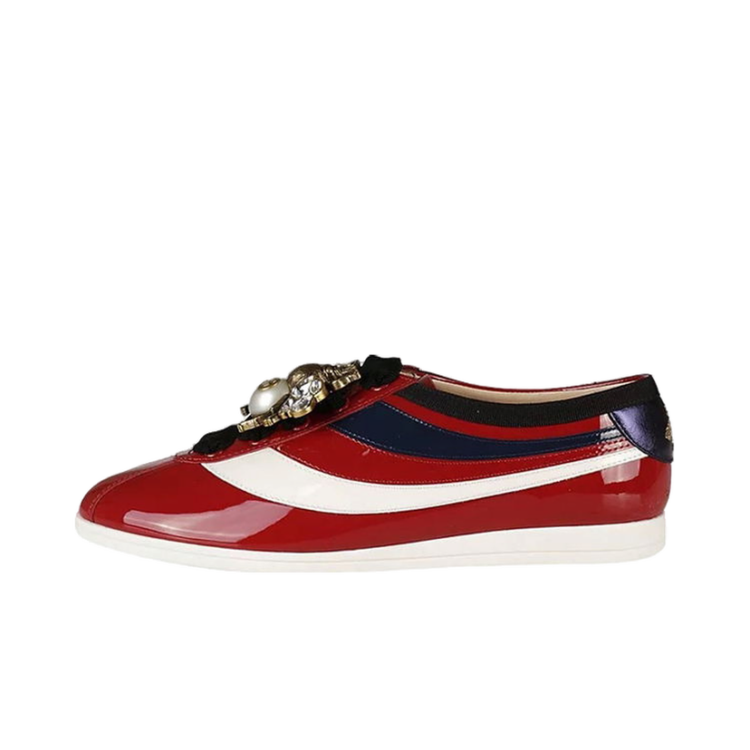 Кецове и обувки Gucci Falacer Patent Leather Sneaker Red Vernice Crystal (Women's) Червено | 493692 BS7Y0 6473
