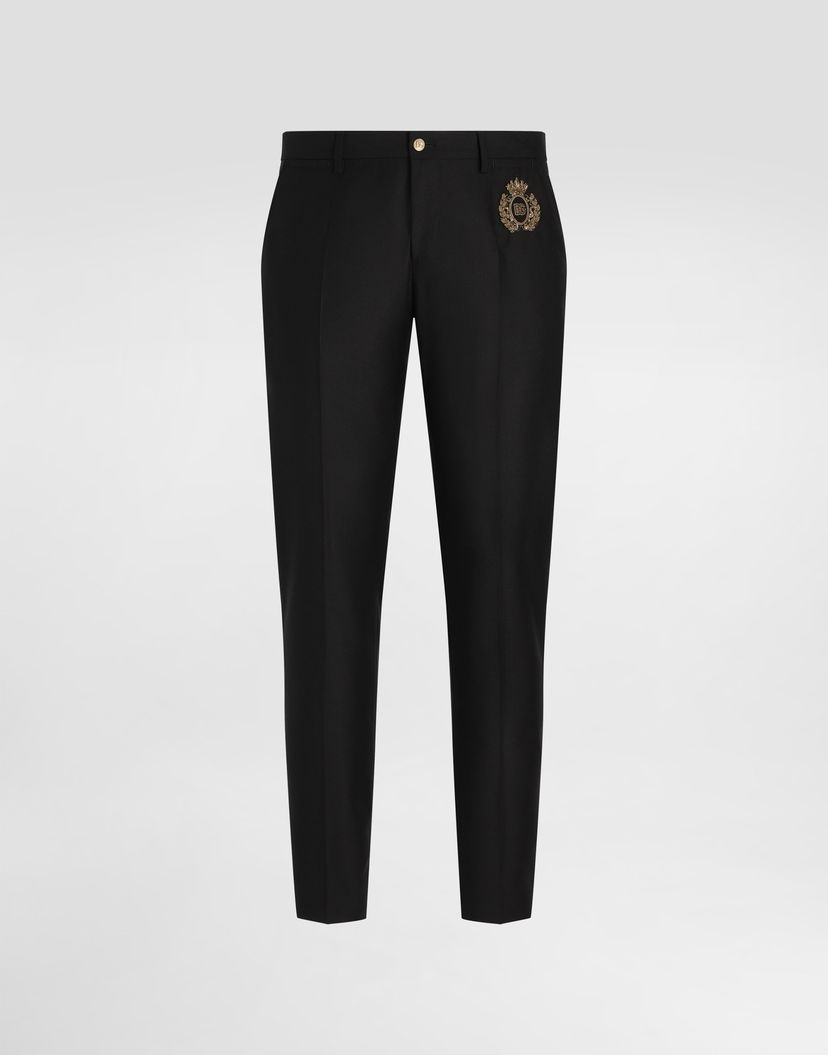 Панталони Dolce & Gabbana Dolce & Gabbana Tailored Wool and Silk Dress Pants with Gold Crest Черно | GY5UMZFU3H1N0000