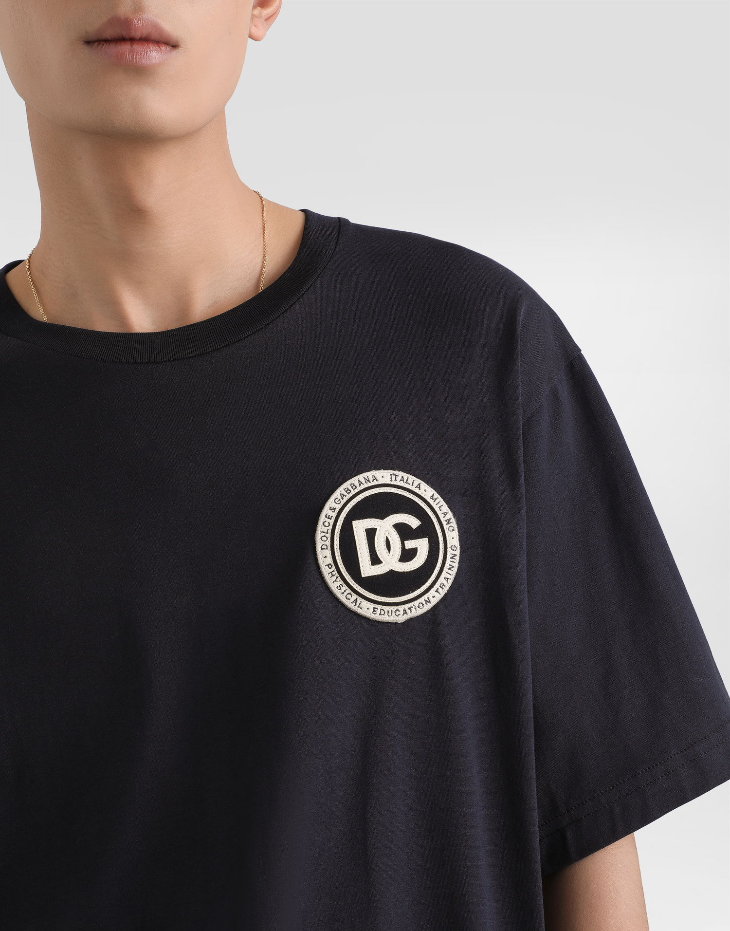 Тениска Dolce & Gabbana Cotton T-shirt With Patch 48 Тъмно синьо | G8PN9ZG7PZFB0665, 1