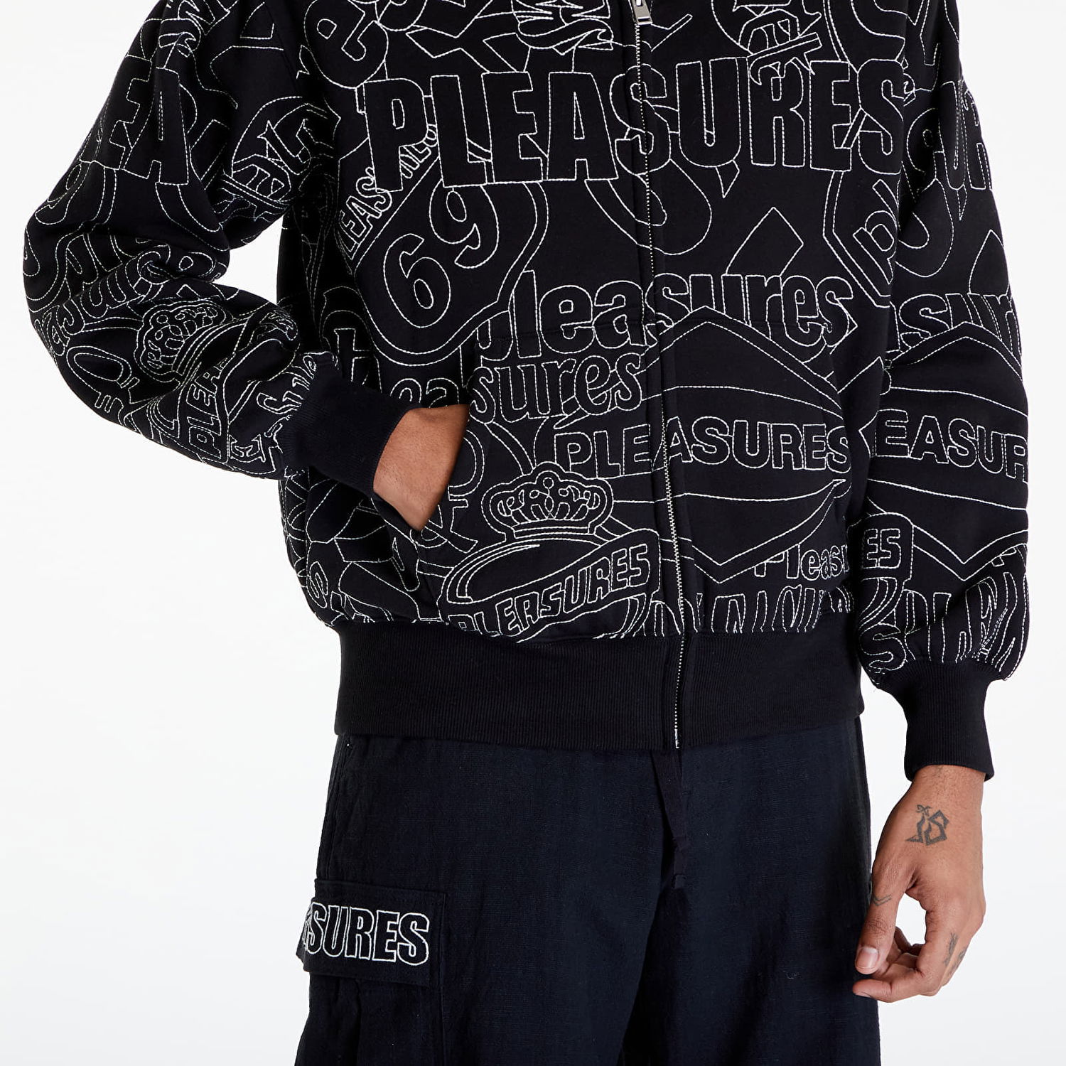 Суитчър Pleasures Signal Zip Up Hoodie Черно | P24SP015 BLACK, 1
