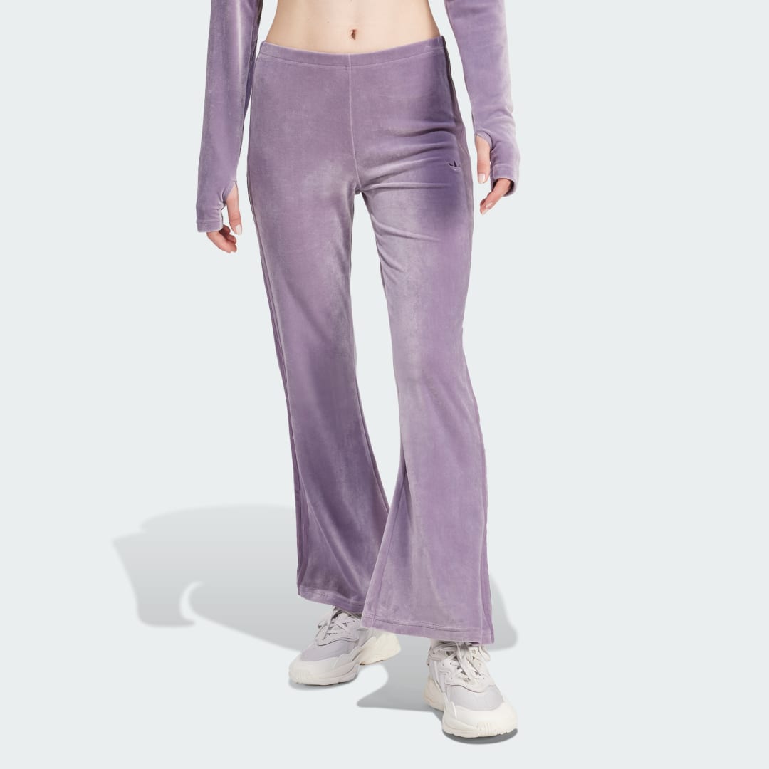 Панталони adidas Originals Crushed Velvet Flared Pants Лилаво | IS4639, 0