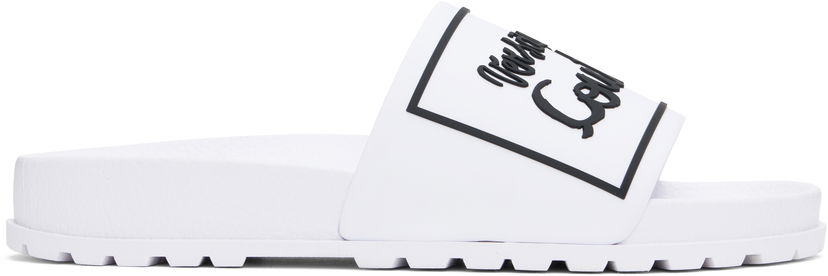 Кецове и обувки Versace Versace Jeans Couture Logo Shelly Pool Slides Бяло | E78VA3SQ2_E71352