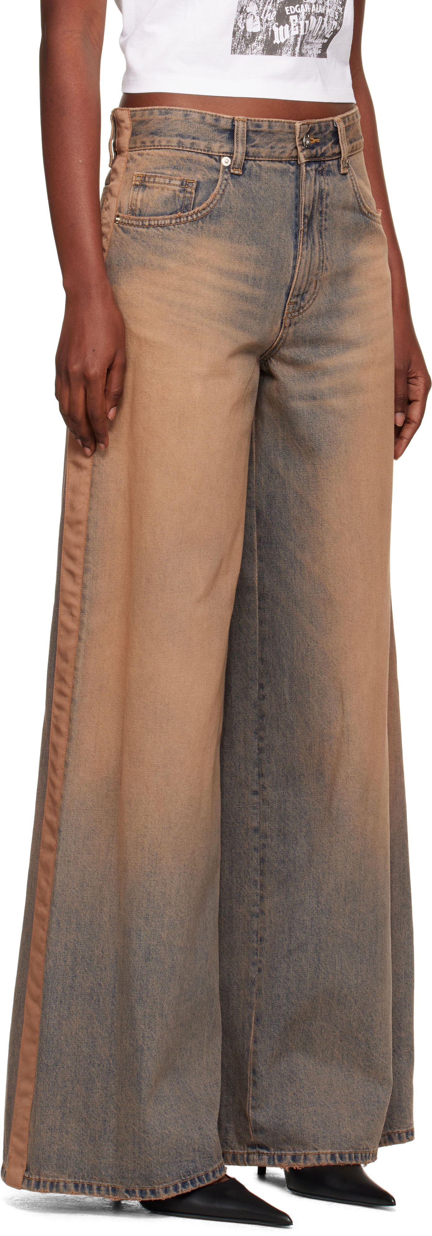 Дънки We11done We11done Wide Leg Jeans Кафяво | WD-DP2-25-339-W-BG, 1
