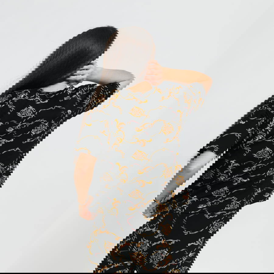 Тениска Urban Classics AOP Luxury Print Short Oversized Tee Черно | TB3219 black, 1