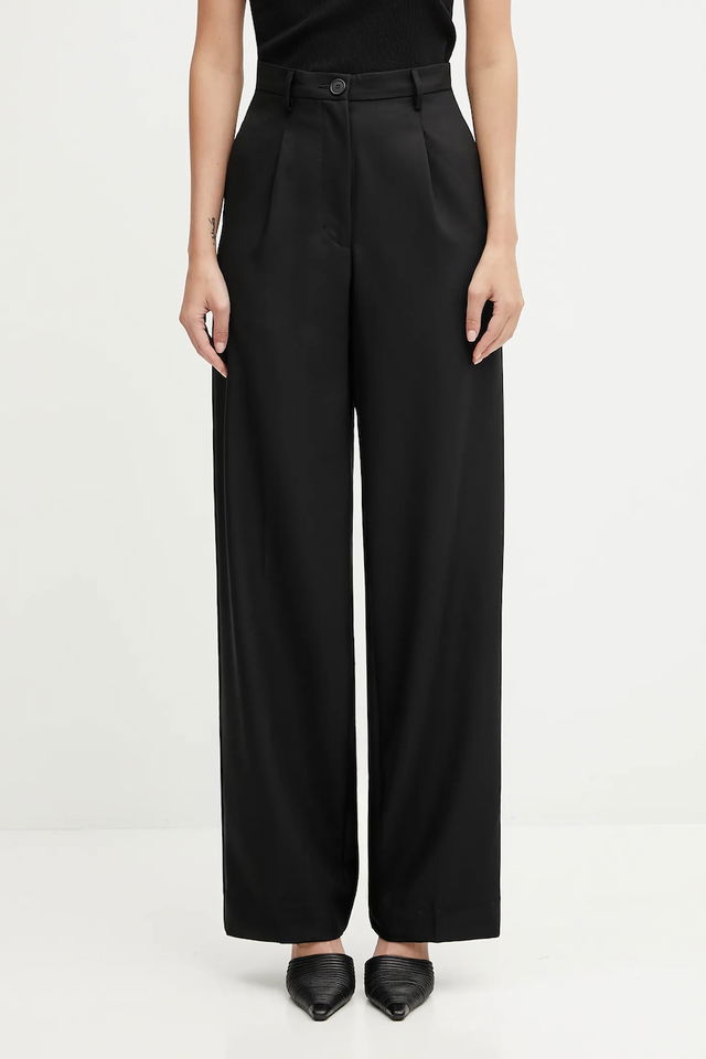 Fiorucci Wide Leg Tailored Wool High Waist Pants