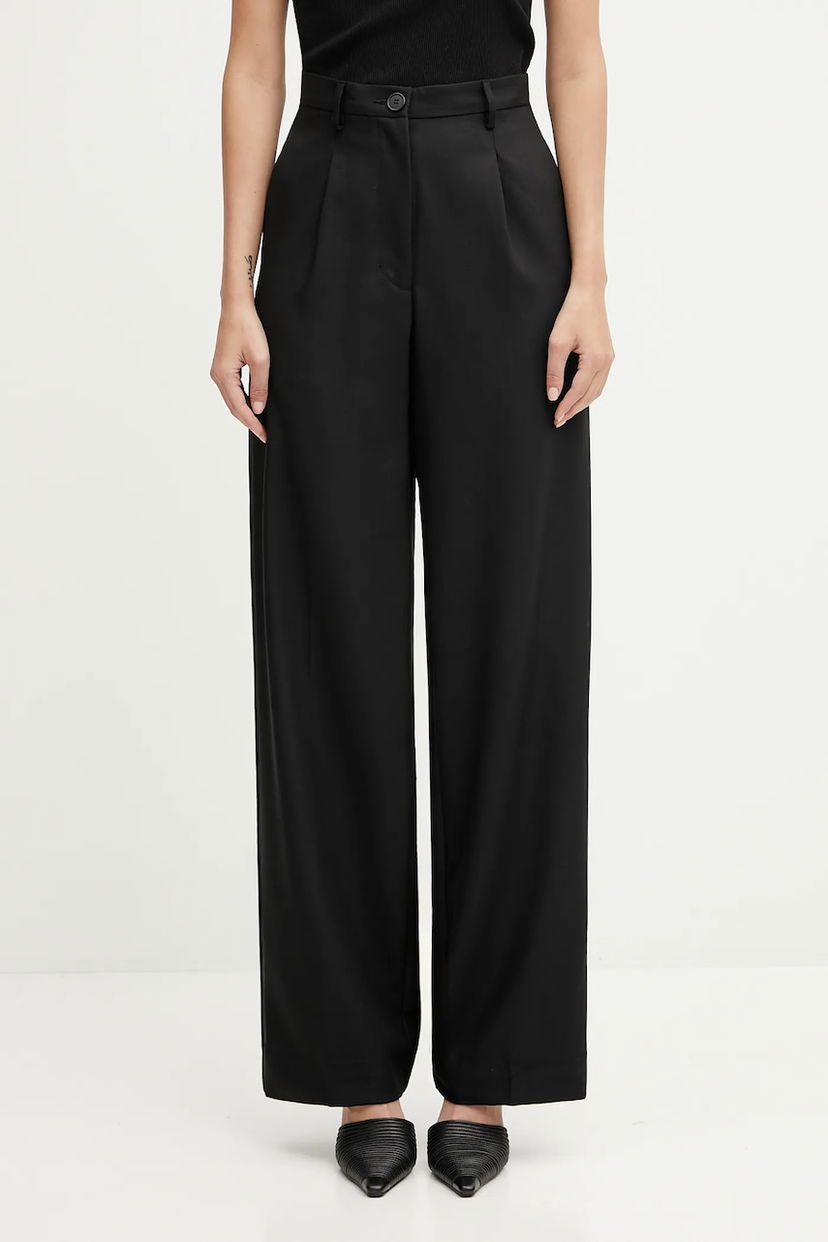 Панталони Fiorucci Fiorucci Wide Leg Tailored Wool High Waist Pants Черно | W02FPBPA464WO01BK01