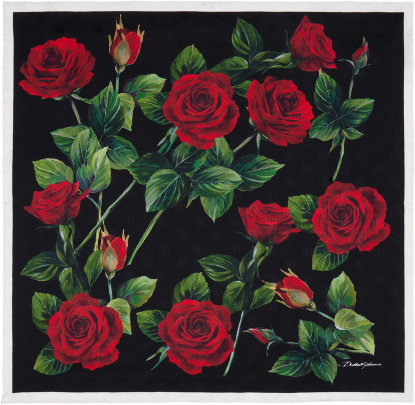 Шал Dolce & Gabbana Jacquard Twill Scarf With Floral Print Черно | FN093R GDCQL