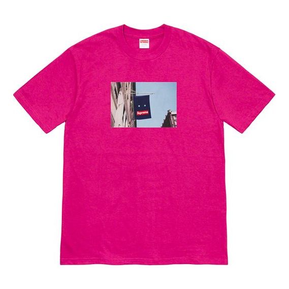 Тениска Supreme Banner Print T-Shirt Розово | SUP-FW19-227