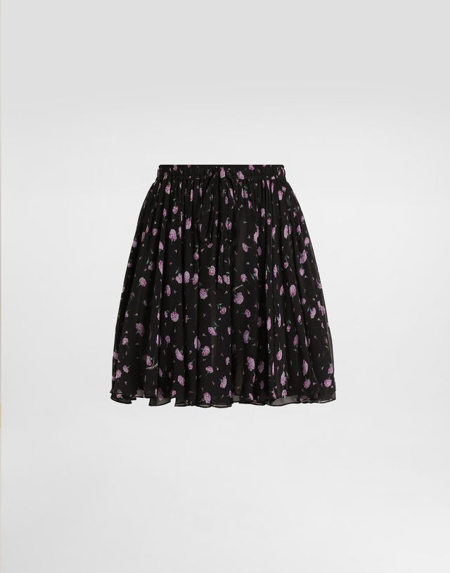Dolce & Gabbana Carnations-print Chiffon Circle Skirt