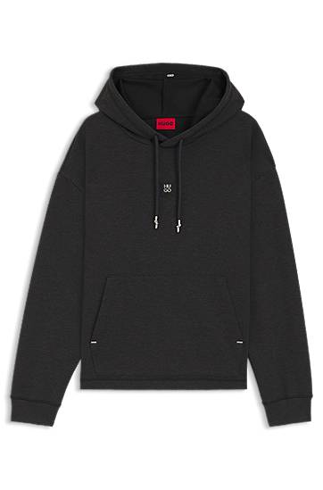 Суитчър BOSS Relaxed-fit hoodie with stacked logo Черно | 50553395, 0