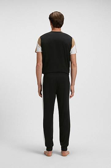 Спортни панталони BOSS Cotton-blend lounge joggers with contrast panels Многоцветен | 50550492, 1