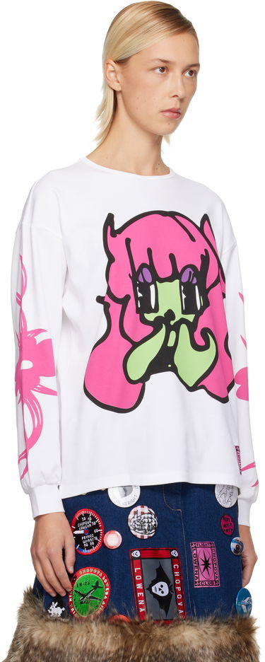 Тениска Chopova Lowena Chopova Lowena Bashful Oversized Graphic Jersey T-shirt Бяло | 2403, 1