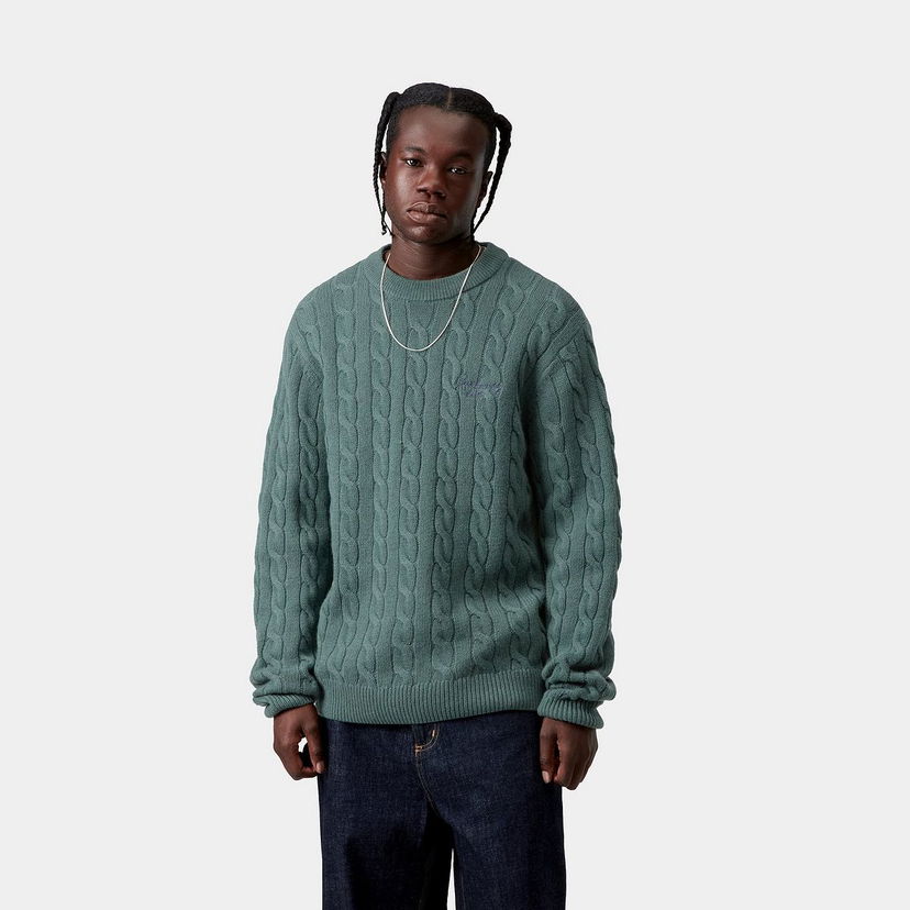 Пуловер Carhartt WIP Signature Cable Knit Sweater Зелено | I033885_36