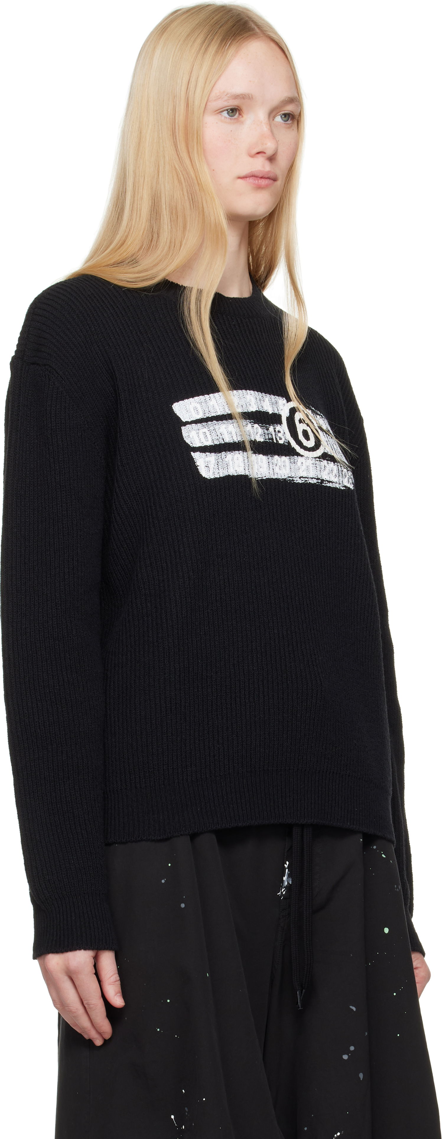 Пуловер Maison Margiela MM6 Maison Margiela Numeric Knit Sweater Черно | SH2HL0022 M13124, 1
