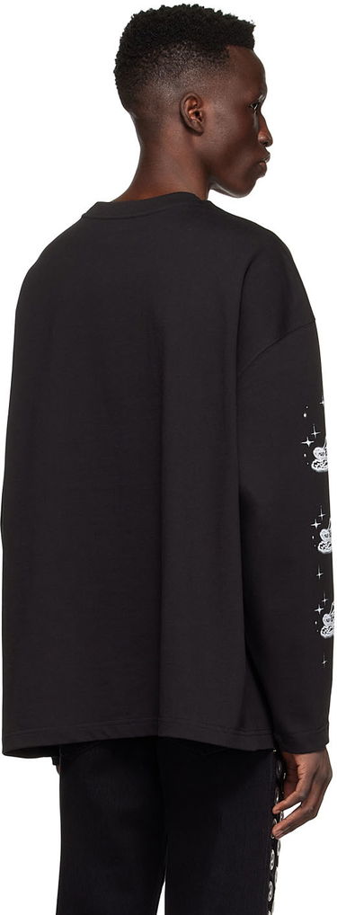 Пуловер We11done We11done Cotton Graphic Long Sleeve T-Shirt Черно | WD-TT1-22-646-U-BK, 2