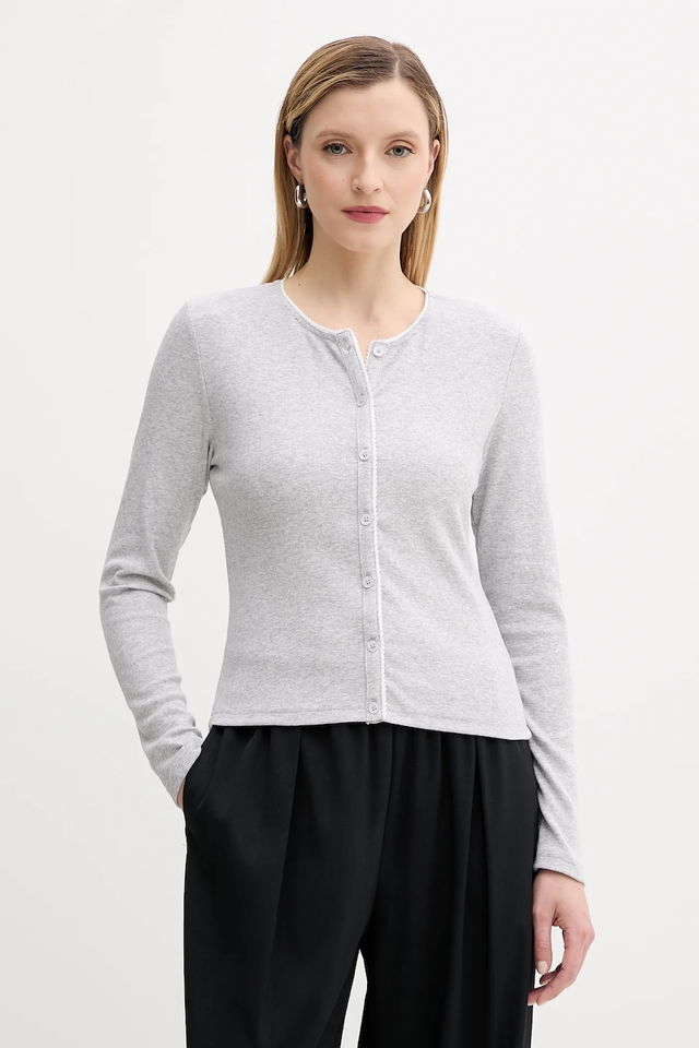 SAJUNE Ribbed Long Sleeve Cardigan