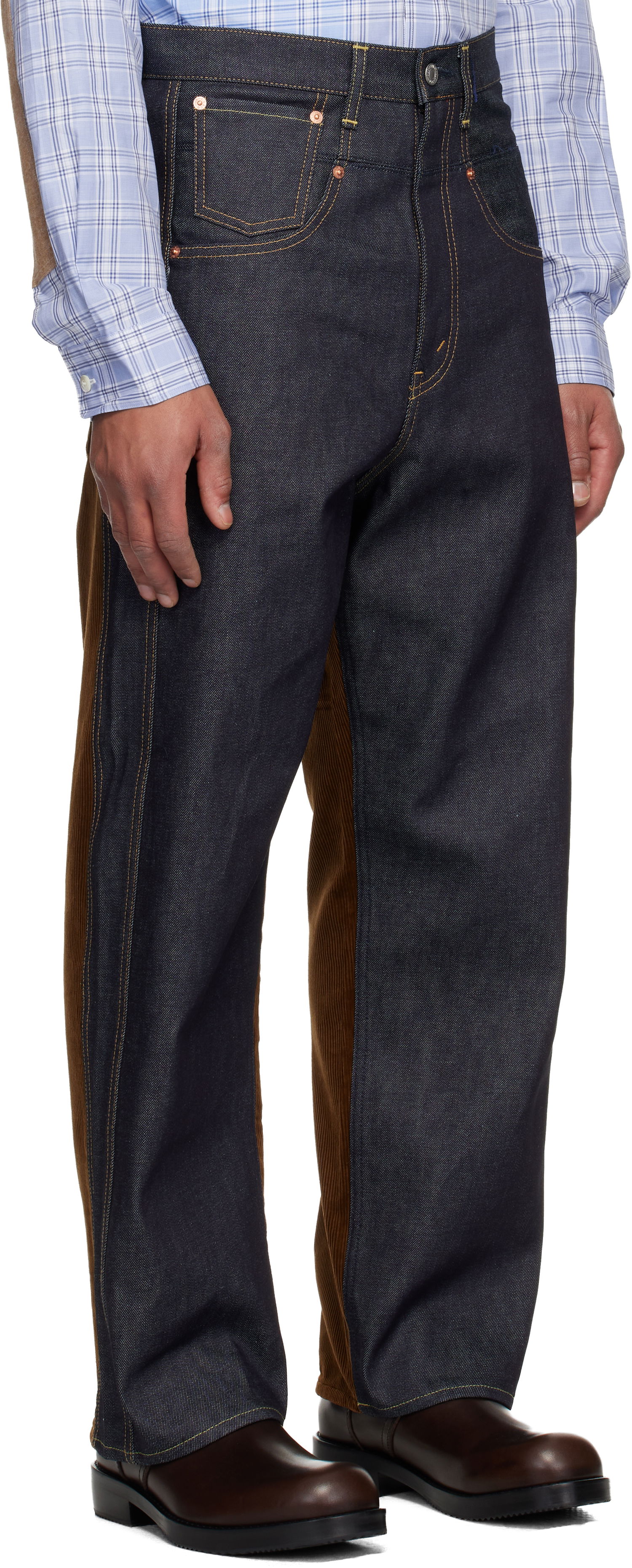 Дънки Junya Watanabe Junya Watanabe Levi's Edition Paneled Corduroy Denim Jeans Тъмно синьо | WP-P202-051, 1