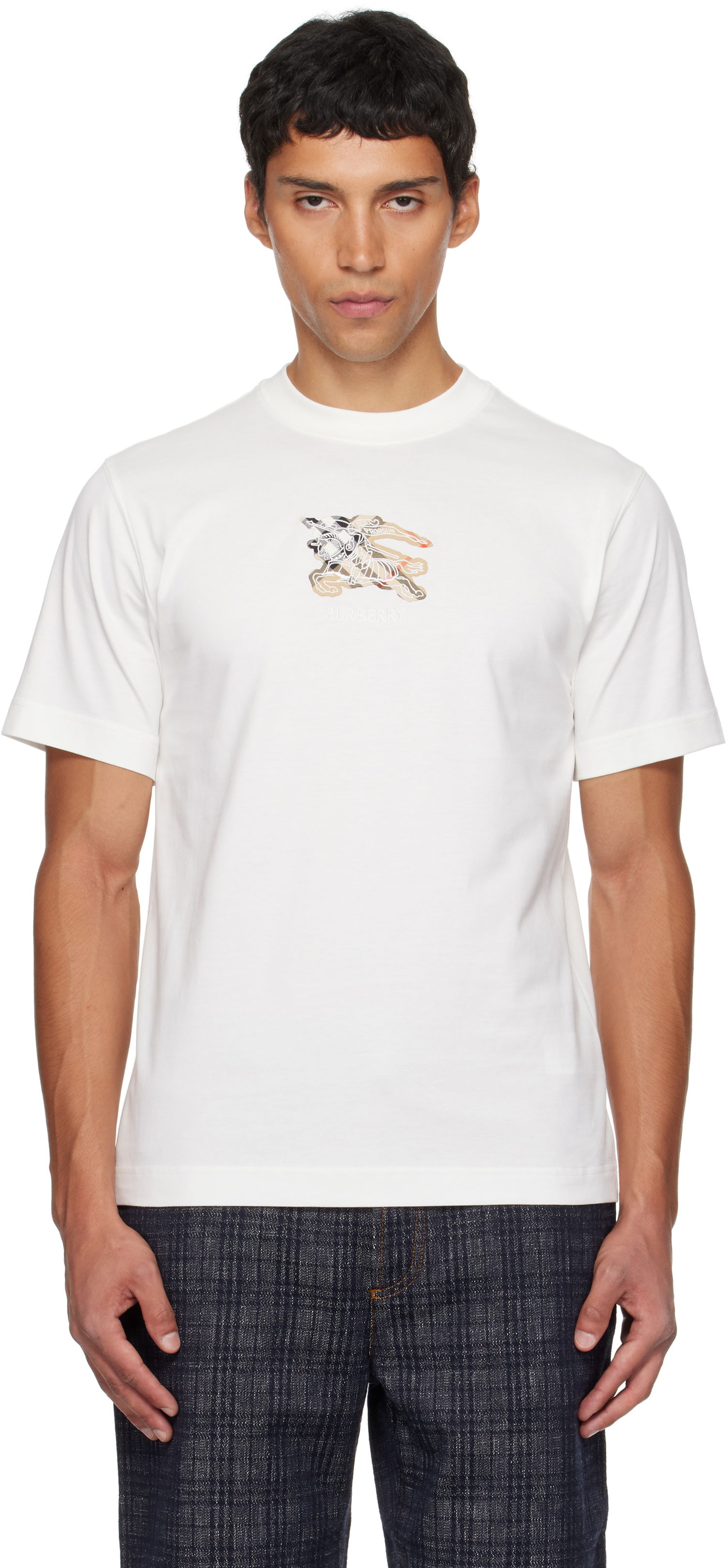 Тениска Burberry Burberry EKD Check Cotton T-Shirt Бяло | 8116170, 0