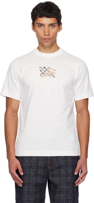 Тениска Burberry Burberry EKD Check Cotton T-Shirt Бяло | 8116170, 0