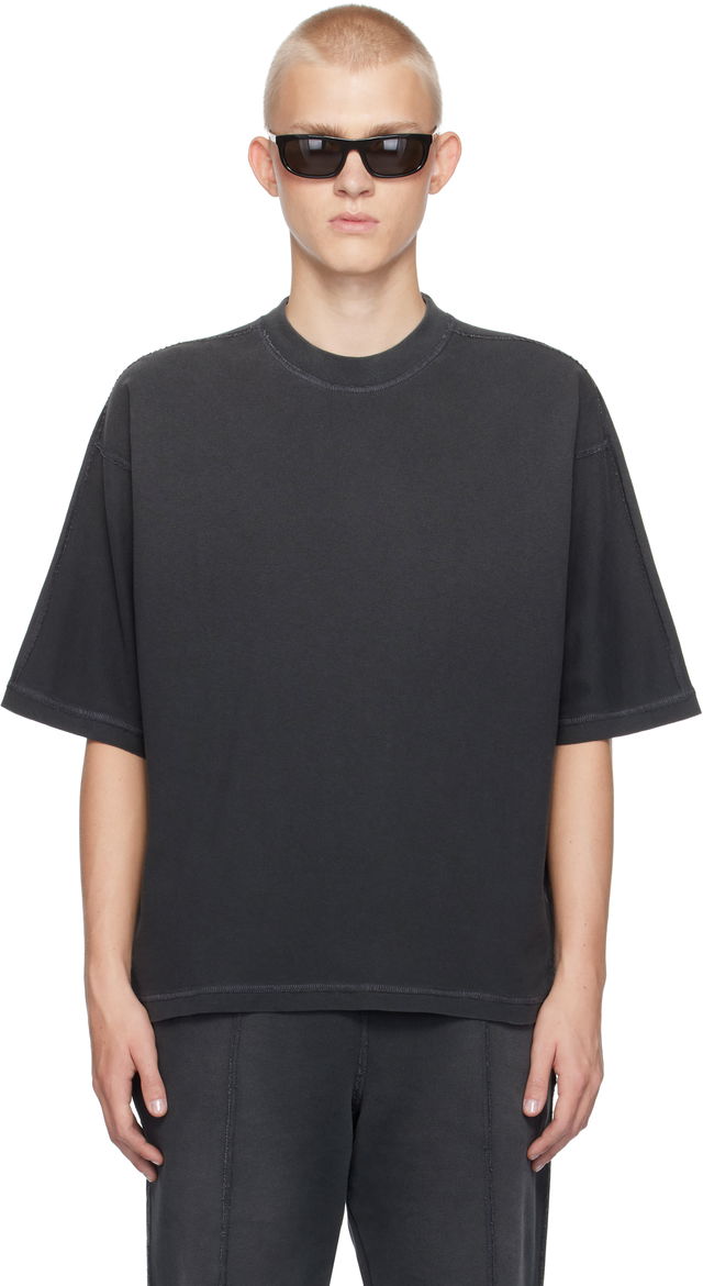 Represent Black Stepped Hem T-shirt