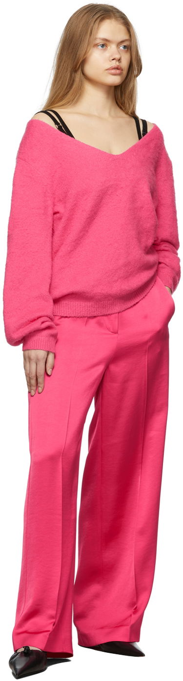 Пуловер Helmut Lang Helmut Lang Brushed Cloud V-Neck Sweater Розово | L09HW713, 3