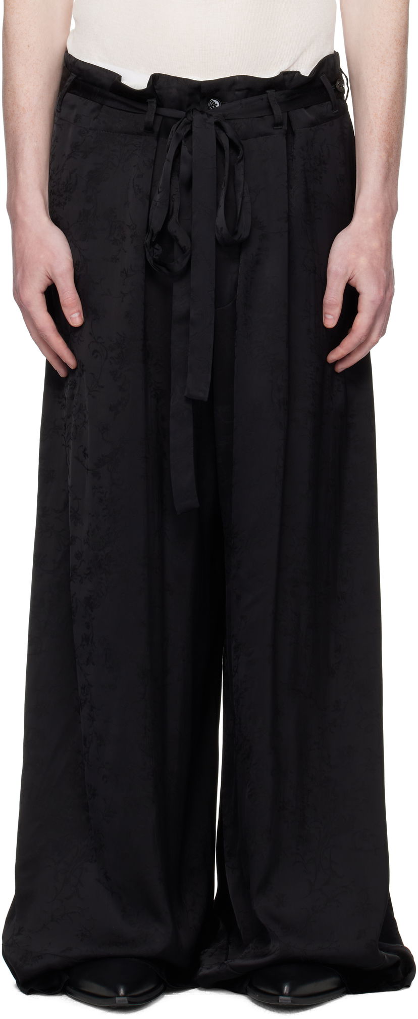 Панталони Ann Demeulemeester Ann Demeulemeester Bruse Wide Lounge Pants Черно | B0012744-FA611-099