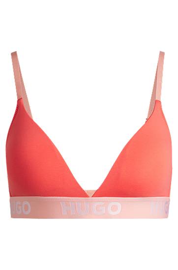 Сутиен BOSS HUGO Stretch-Cotton Triangle Bra with Logo Band Червено | 50525383