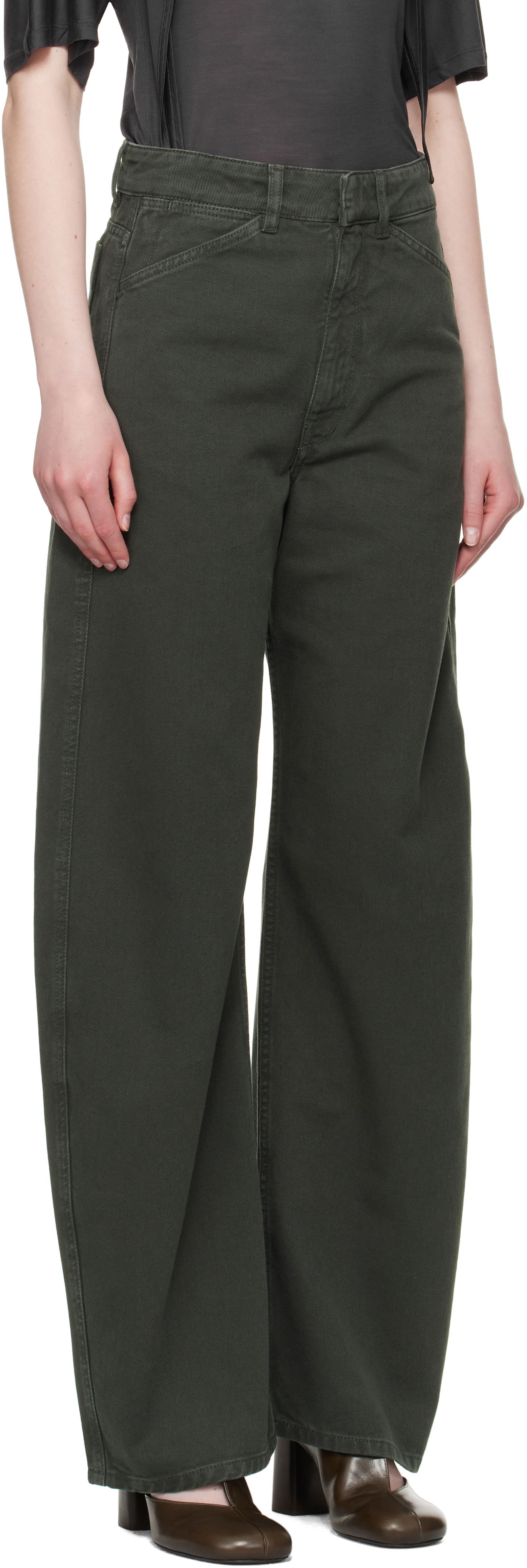 Дънки LEMAIRE Lemaire High Waisted Curved Jeans Зелено | PA1052 LD1039, 1
