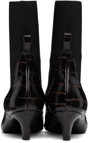Облекло TOTEME TOTEME 'The Mid Heel' Croc-Embossed Leather Ankle Boots Кафяво | 231-907-847, 1