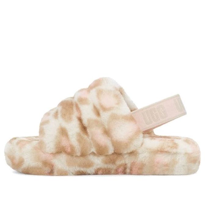 Кецове и обувки UGG UGG Fluff Yeah Slide Panther Print Slippers Бежово | 1123640K-WHT