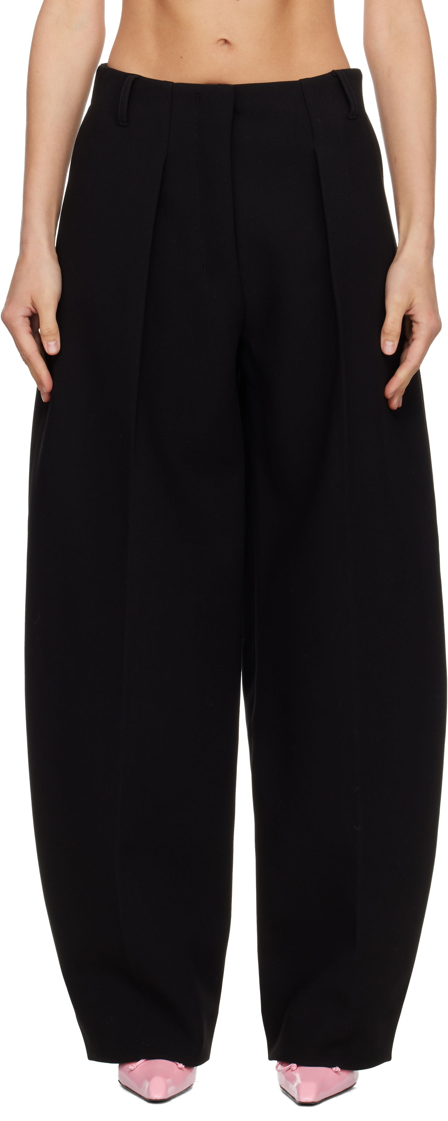 Панталони Jacquemus La Croisière 'The Ovalo' Wide-Leg Pleated Trousers Черно | 24EPAW00079AW00531, 0