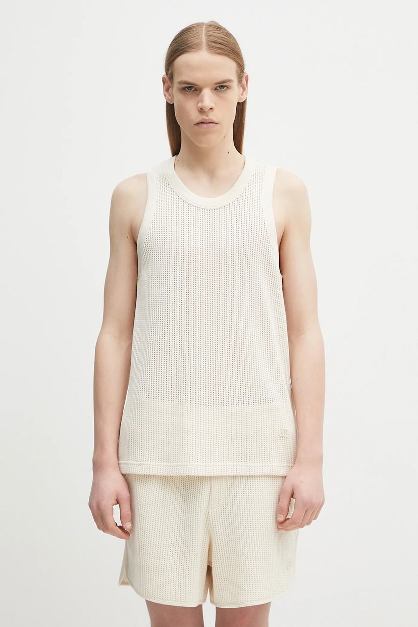 Потник Wales Bonner Wales Bonner Perforated Knit Groove Tank Top Бяло | MS25JE10.CO04.100