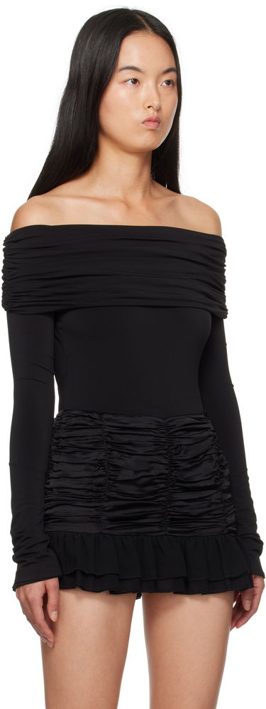 боди GUIZIO Guizio Lola Off-the-Shoulder Bodysuit Черно | F24D01K012, 1