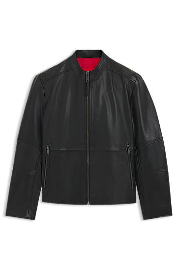 Яке BOSS Slim-Fit Leather Jacket Черно | 50540984