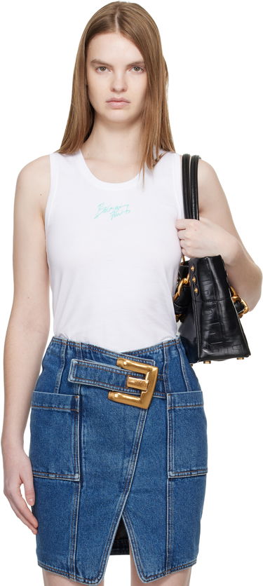 Потник Balmain Relaxed 'Balmain Paris' Brush Print Tank Top Бяло | GF1EB075BD40, 0