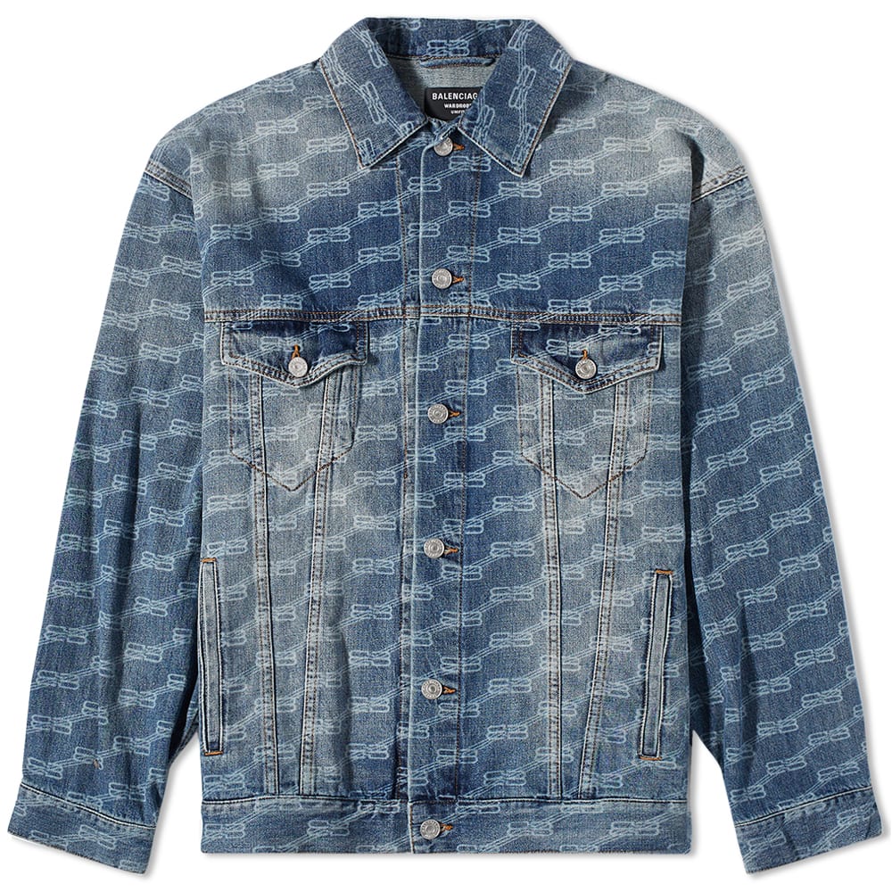 Яке Balenciaga BB All-Over Print Oversized Denim Jacket Blue Authentic Ring Синьо | 675208-TMW37-4437, 0