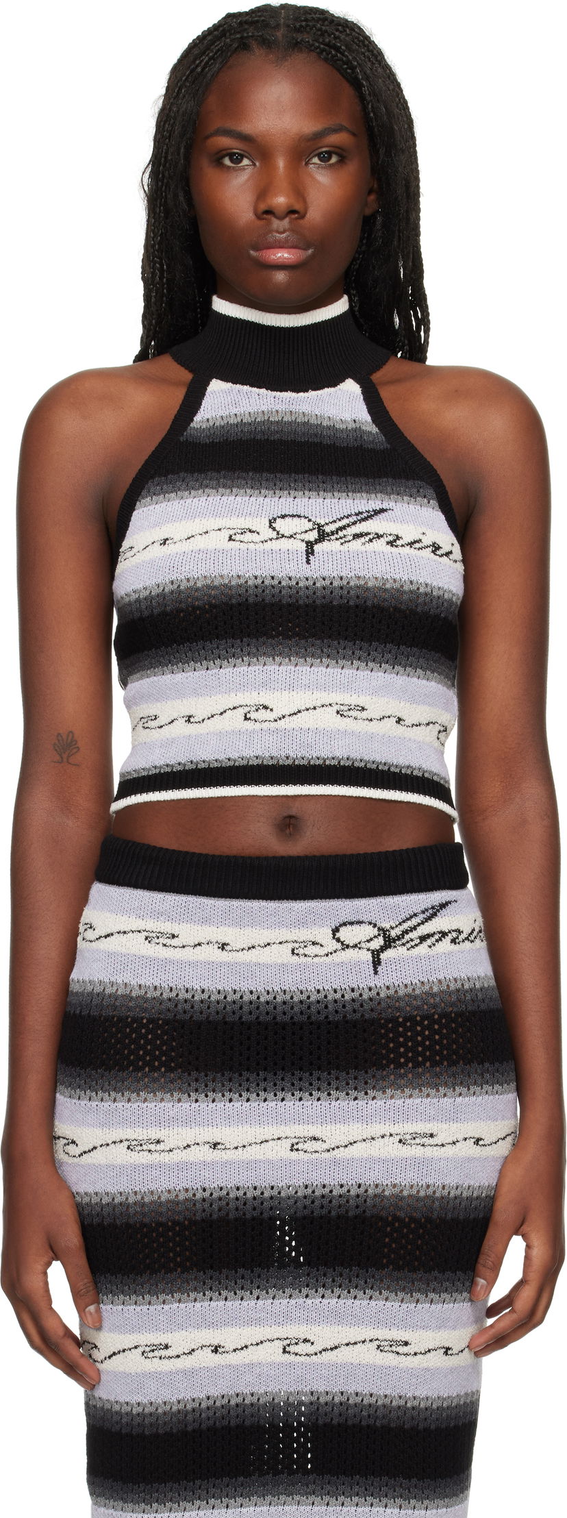 Потник AMIRI Wave Baja Stripe Tank Top Черно | AWKNTT1005