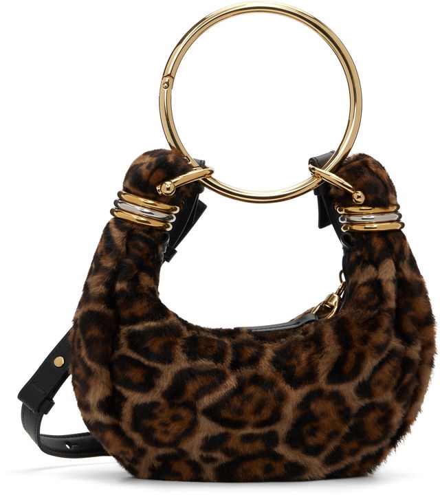 Mini Leopard Print Faux Fur Bracelet Bag