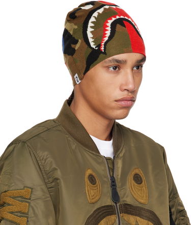Шапка BAPE A Bathing Ape 1st Camo Shark Knit Beanie Зелено | 001HTK701006M, 3