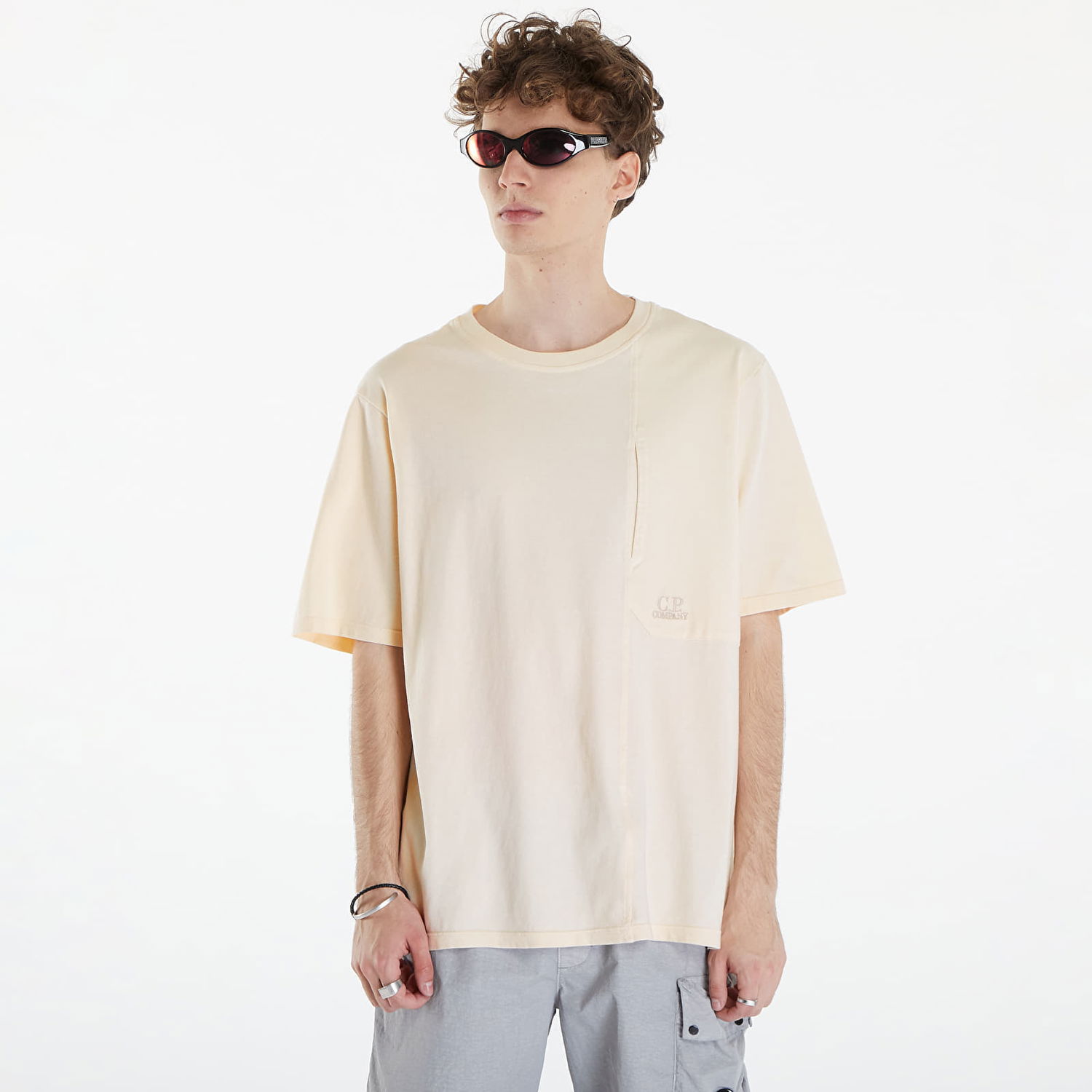 Тениска C.P. Company Short Sleeve T-Shirt Pistachio Shell Бежово | 16CMTS182A005697G-402, 0