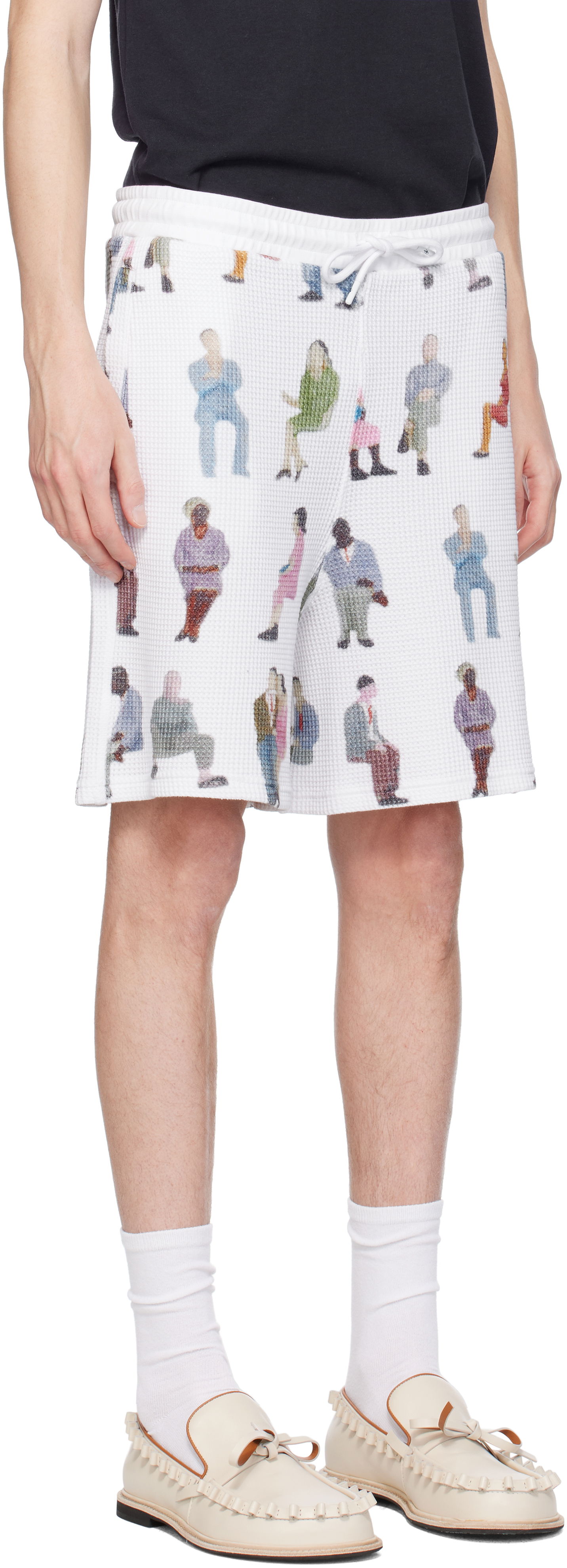 Къси панталони JW Anderson JW Anderson Printed Waffle Shorts Бяло | JR0054-PG1737, 1