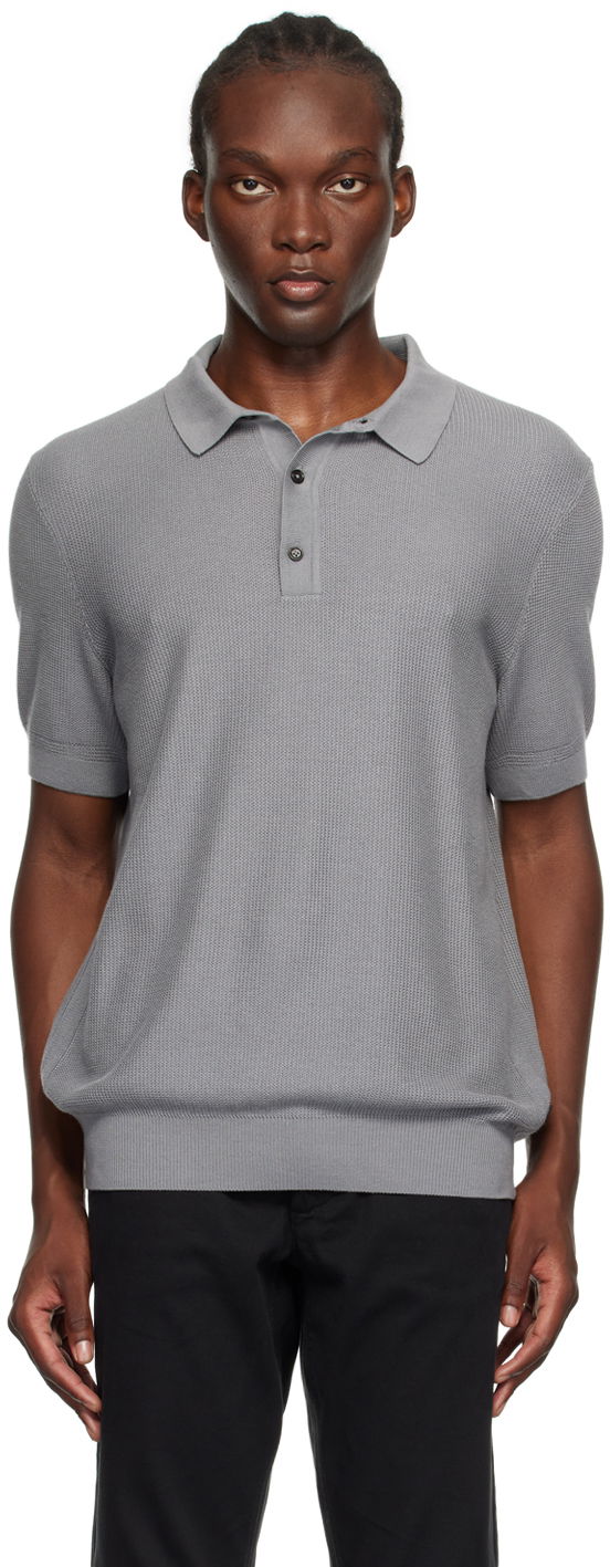 Gray Open Knit Polo