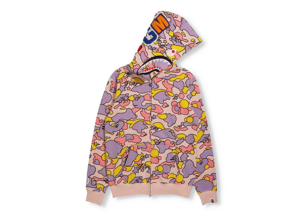 Суитчър BAPE Sta Camo Shark Full Zip Hoodie Розово | 1H80-215-004, 0