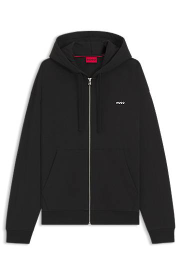 Суитчър BOSS Relaxed-Fit Cotton Terry Zip-Up Hoodie Черно | 50548651