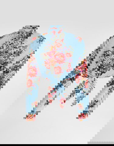 Риза Dolce & Gabbana Flower Bouquet-print Tie-front Long-sleeved Cotton Shirt Многоцветен | F5T76THS5UUHC5ZO, 0