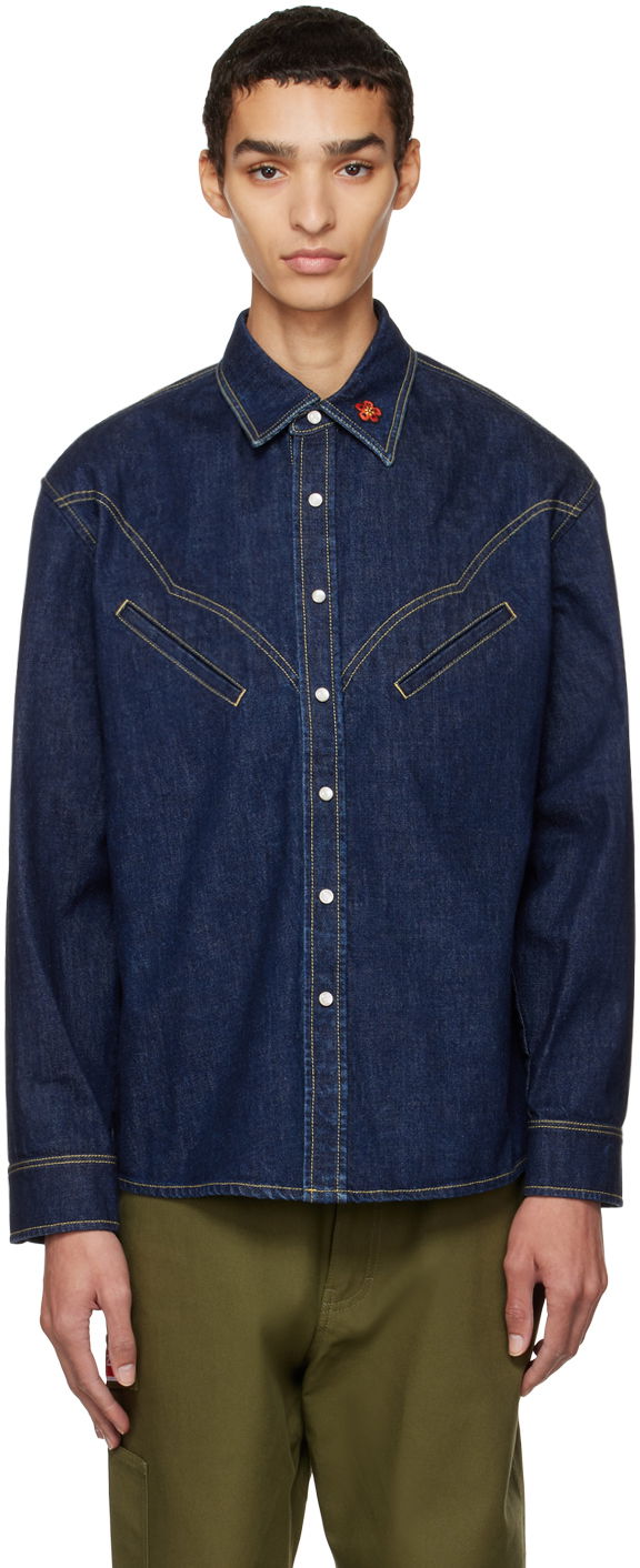 Риза KENZO Paris Western Denim Тъмно синьо | FC65DC4119EB, 0