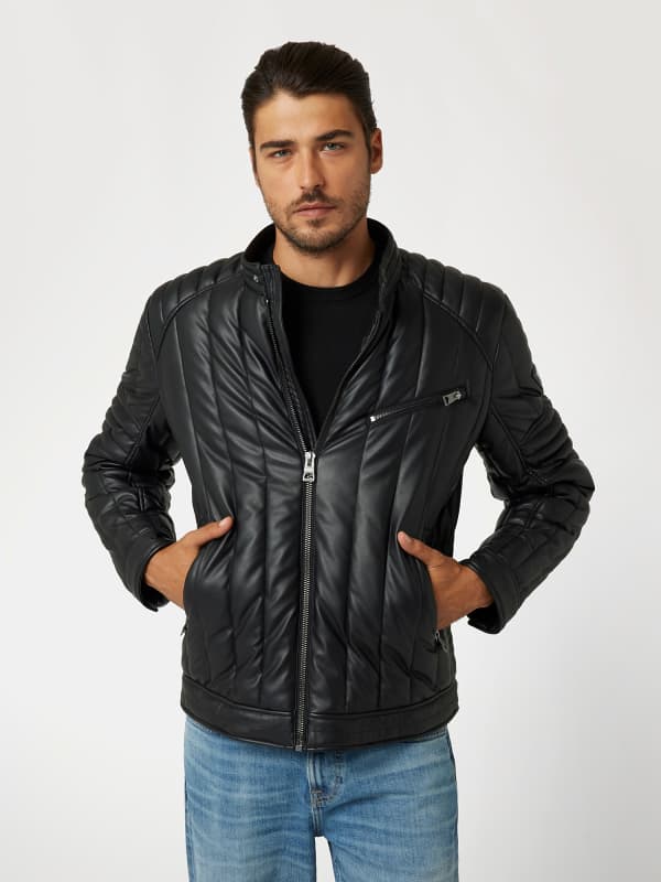 Яке GUESS Faux Leather Padded Jacket Черно | M4PL3ZWGJB0