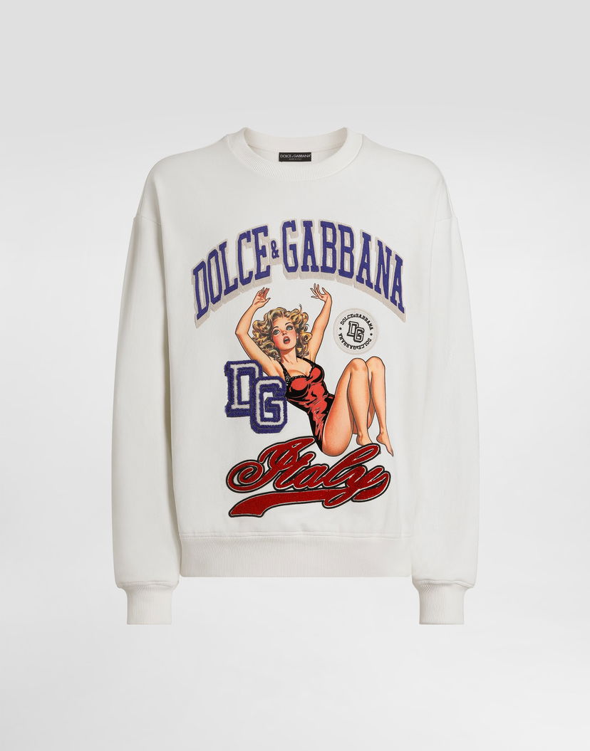 Суитчър Dolce & Gabbana Dolce & Gabbana Embroidered Sweatshirt Бяло | G9AHSZG7PHHA4567